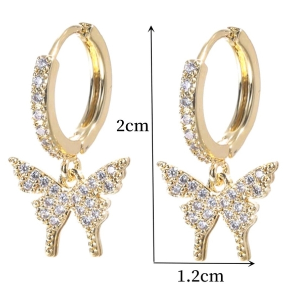 Butterfly Drop Earrings - Gold - Picture 4 of 4